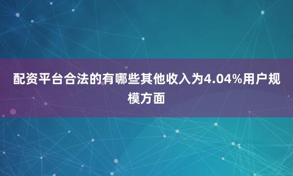 配资平台合法的有哪些其他收入为4.04%用户规模方面